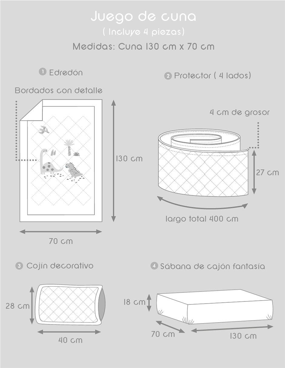 Juego de Cuna Dinosaurio verde