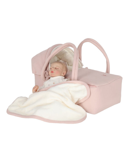Set Bambineto muñeca cuadritos rosa y cobija