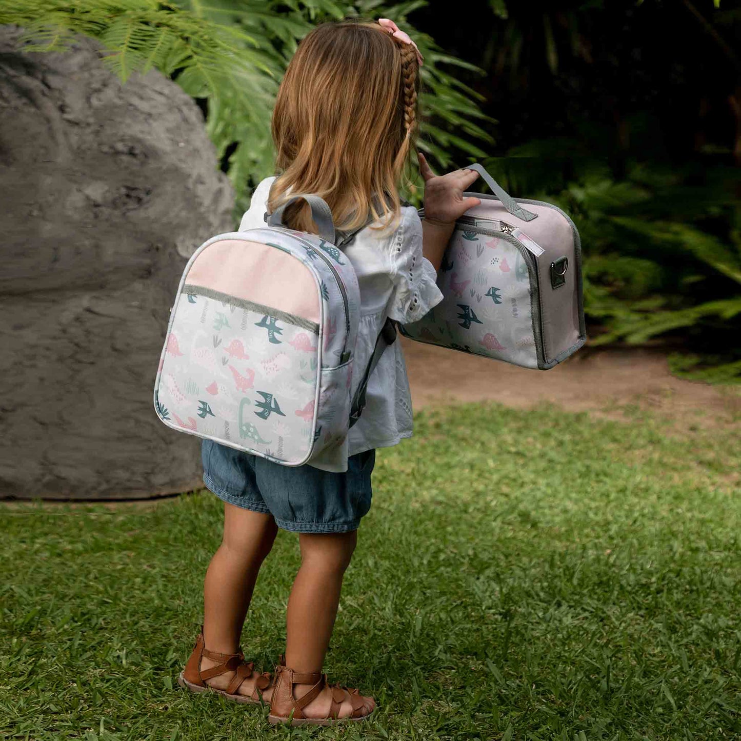 Mochila con Correa Dinosaurios Rosa