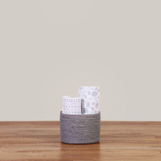 Cesto Tejido Gris Chico Alto