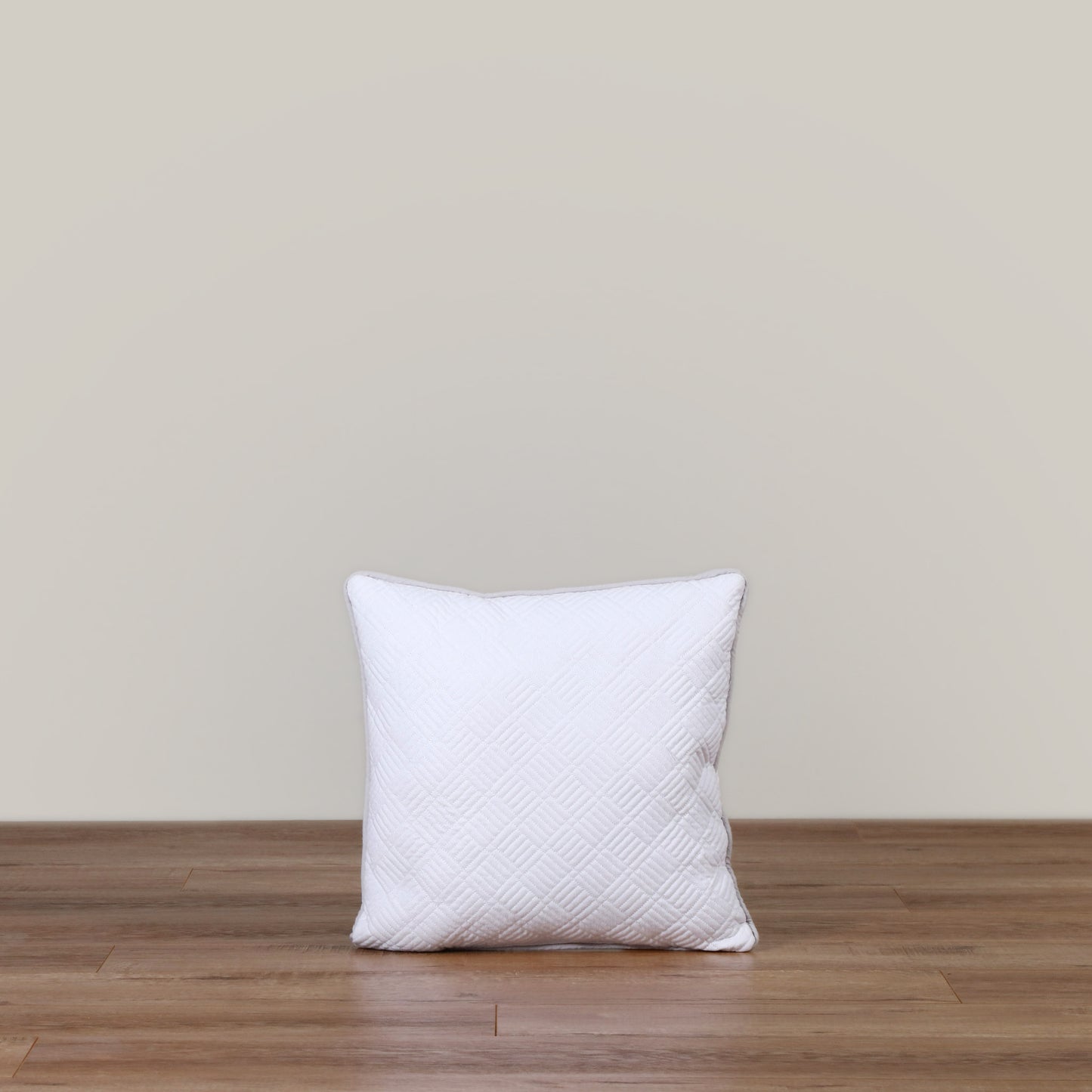 Cojín decorativo cuadrado Blanco Pompón Gris