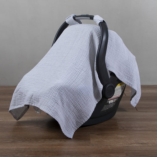 Cubre portabebé Muselina rayas gris