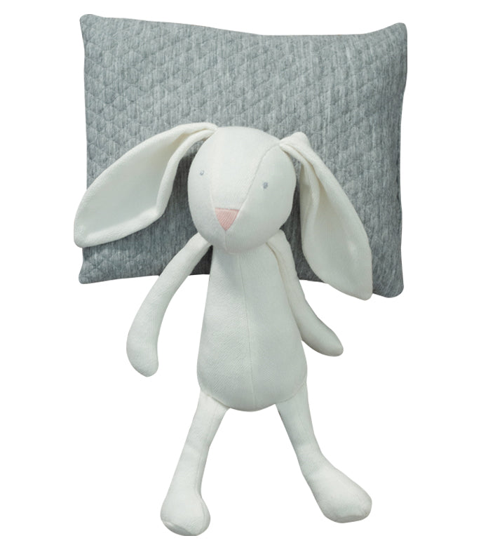 Caja peluche conejo con mini almohada