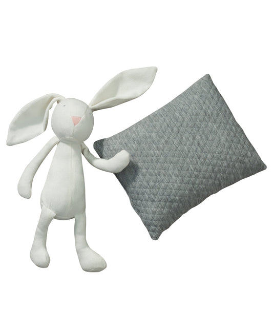 Caja peluche conejo con mini almohada