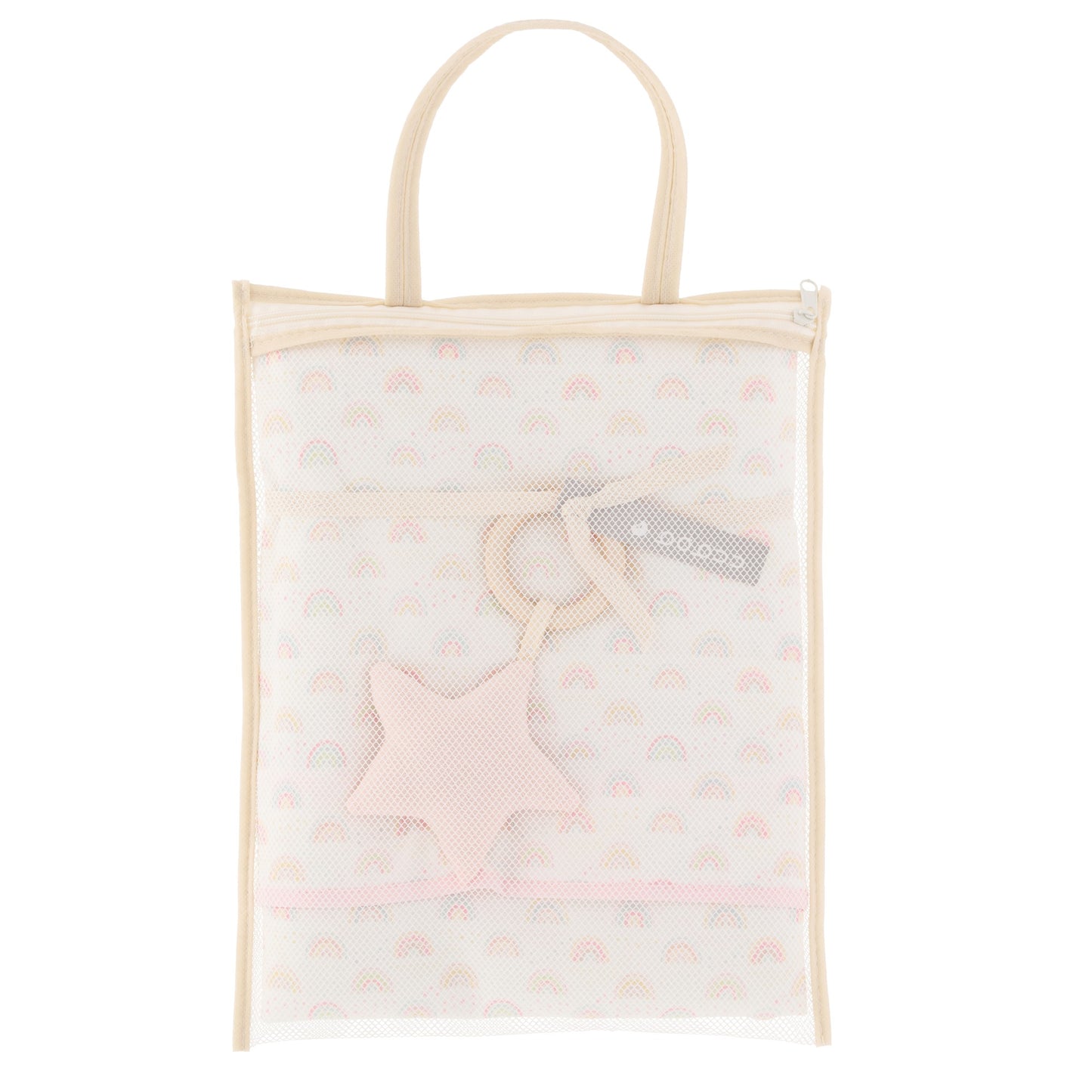 Set frazada con sonaja arcoíris rosa