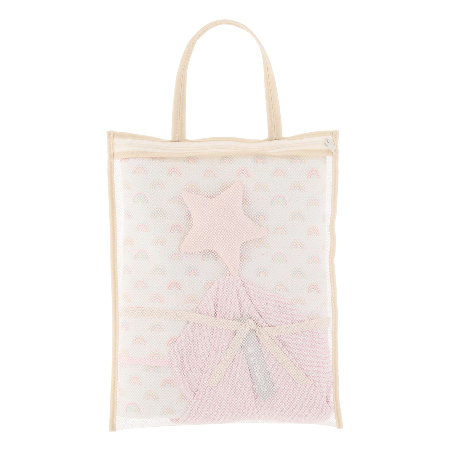 Set frazada con trapo de apego arcoíris rosa