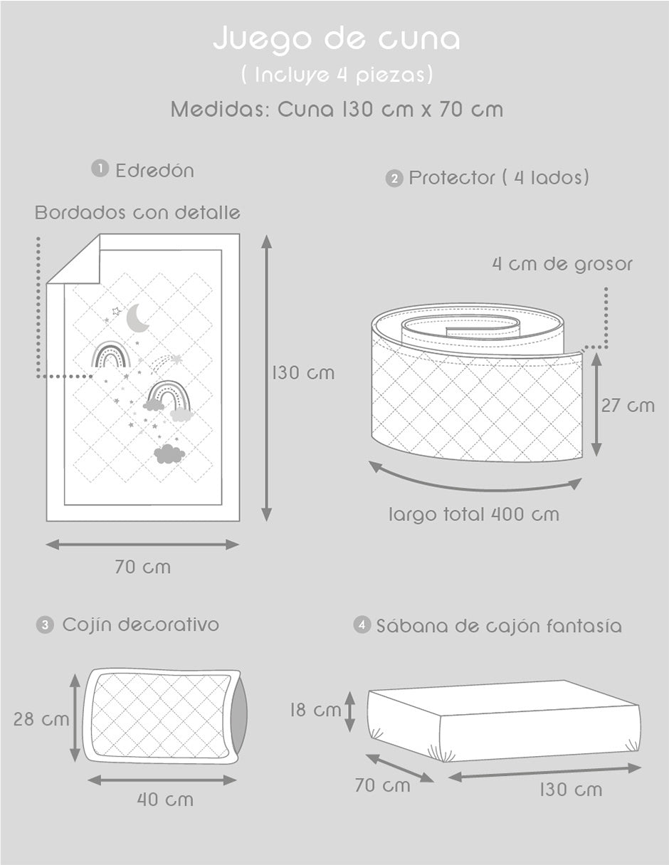 Juego de Cuna Arcoíris y Nubes