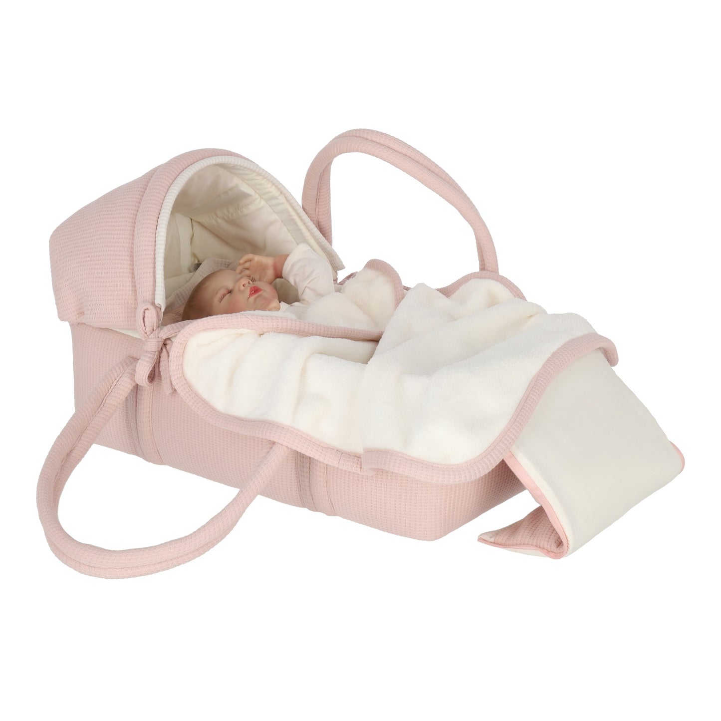 Set Bambineto muñeca cuadritos rosa y cobija