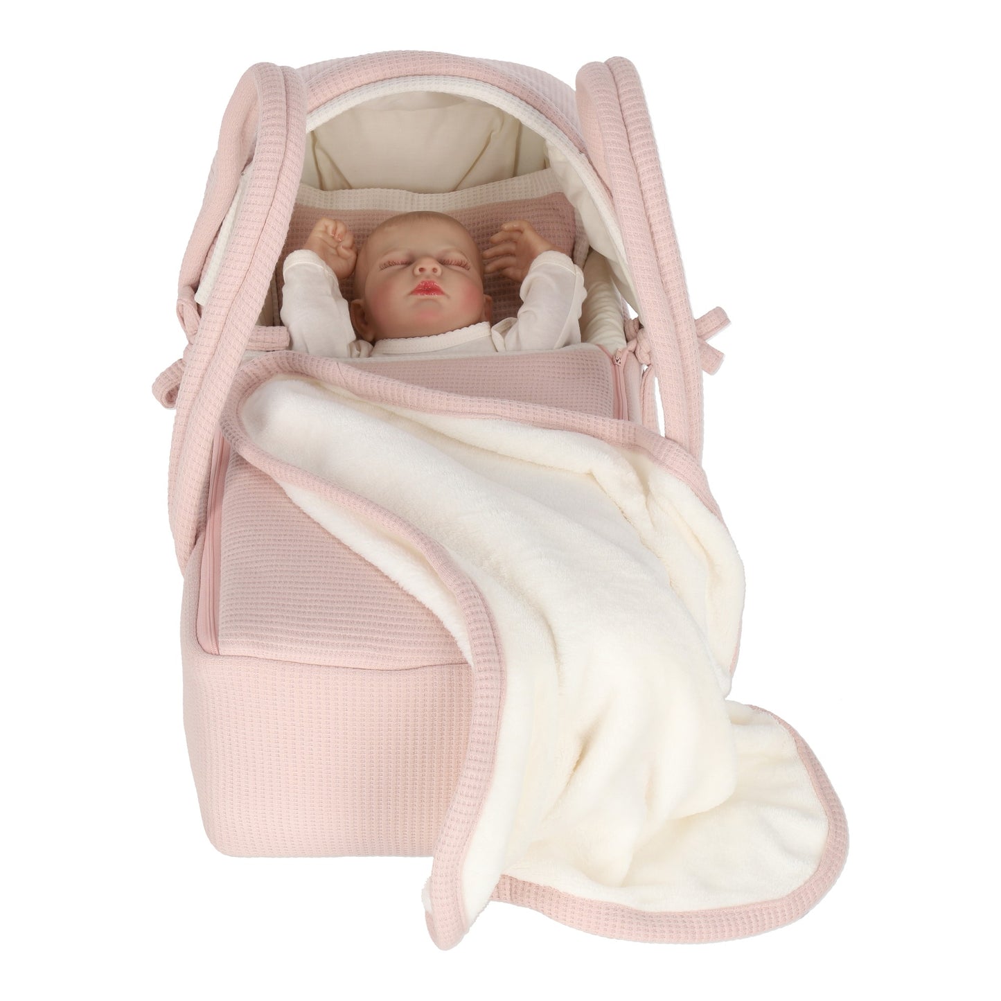 Set Bambineto muñeca cuadritos rosa y cobija