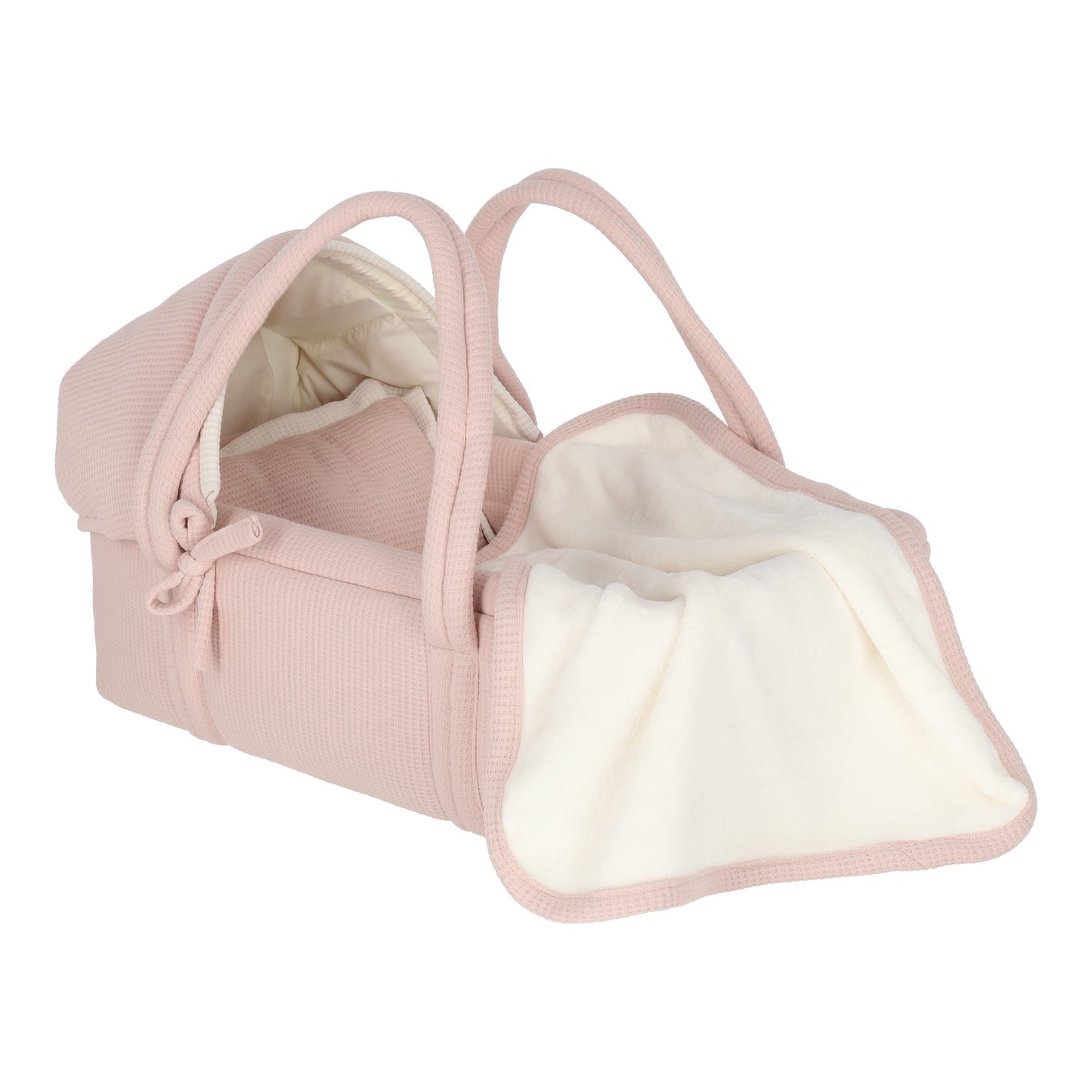 Moises muñeca rosa cuadritos con cobija