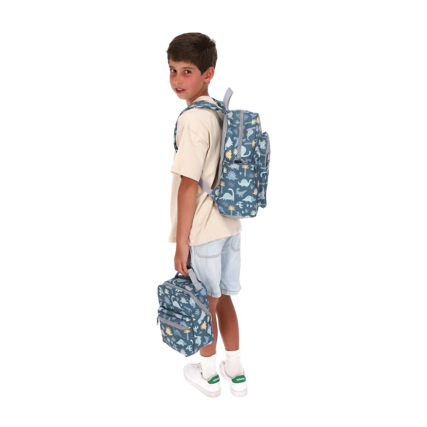 Set Mochila y Lonchera Dinosaurio Azul