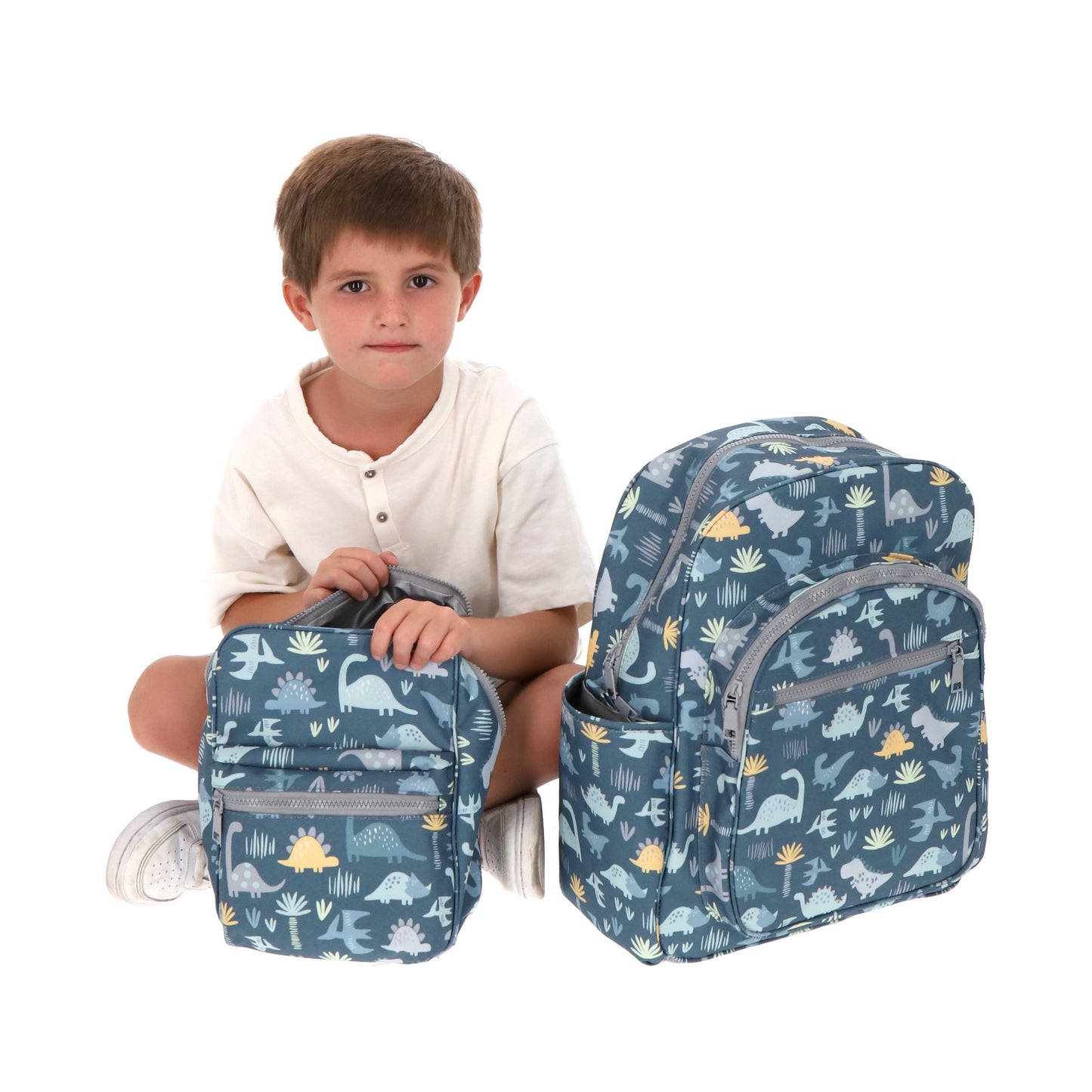 Set Mochila y Lonchera Dinosaurio Azul
