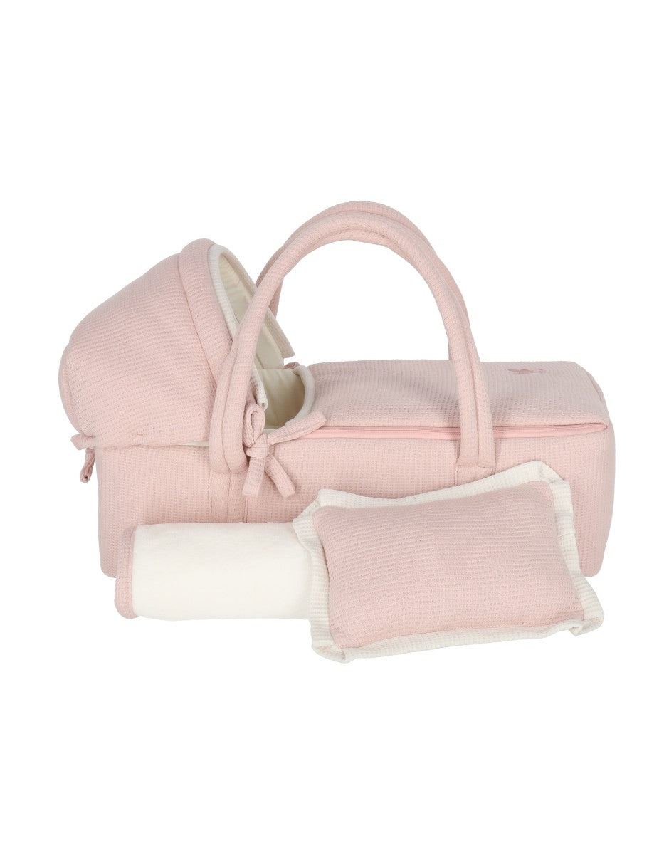 Set Bambineto muñeca cuadritos rosa y cobija