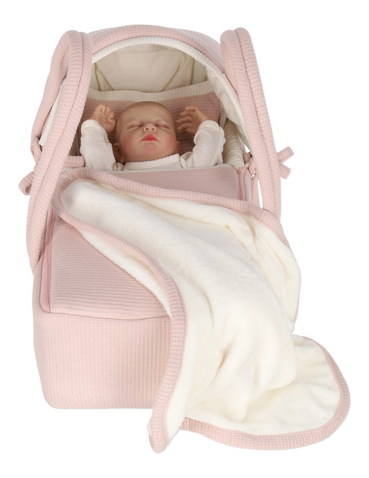 Set Bambineto muñeca cuadritos rosa y cobija